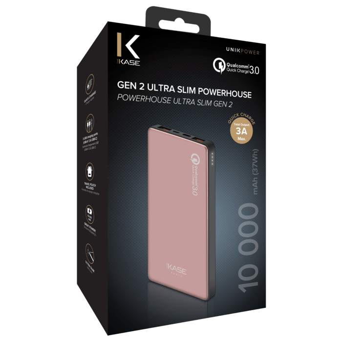 Batterie externe PowerHouse ultra slim GEN 2.0 10 000mAh (37Wh), Or rose