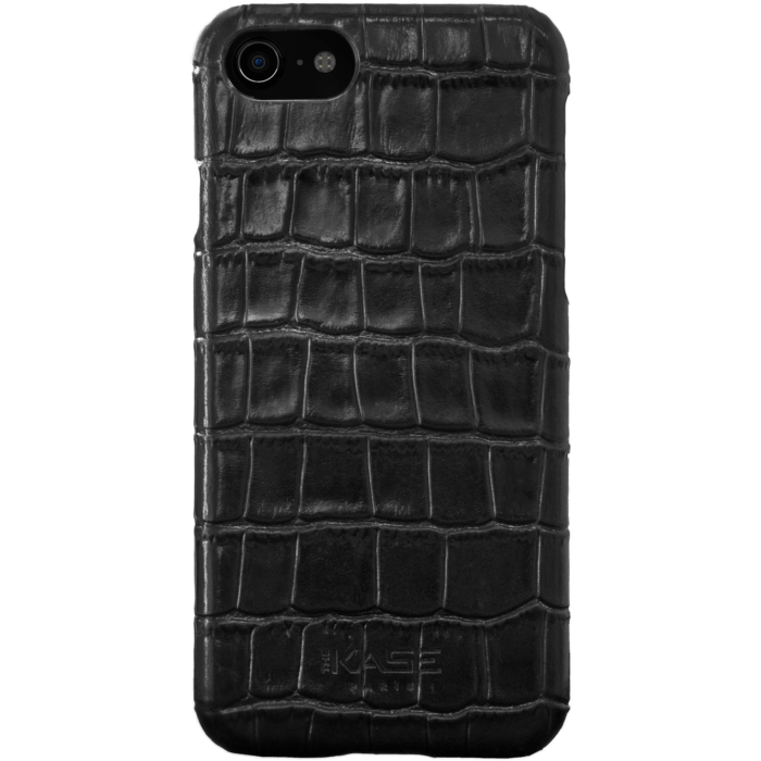 Coque en Cuir V&eacute;ritable avec un motif en Crocodile pour Apple iPhone 7, Noir