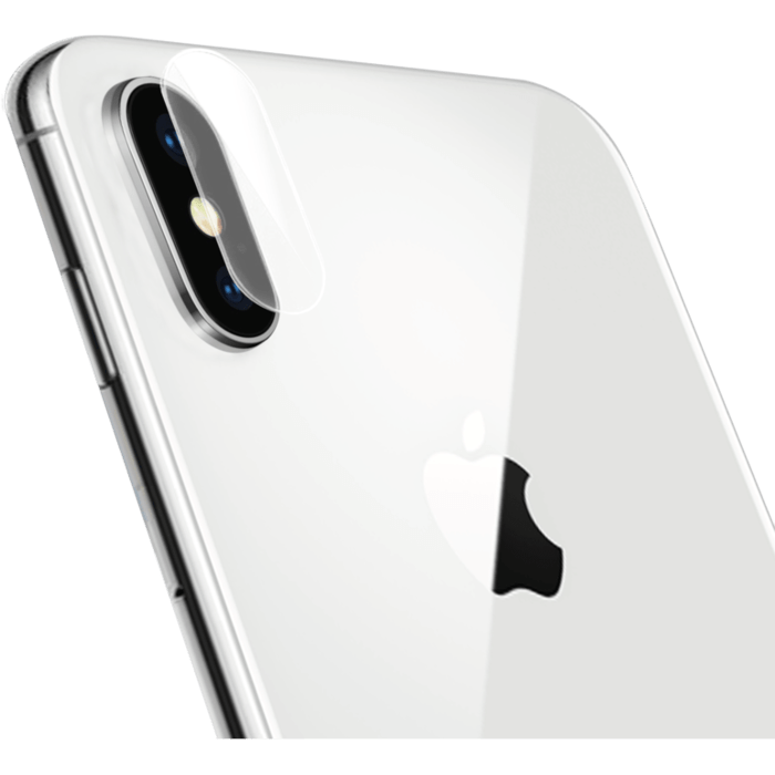 Protection arrière en verre trempé bord à bord incurvé (avec protecteur objectif caméra) pour Apple iPhone X, Blanc argenté
