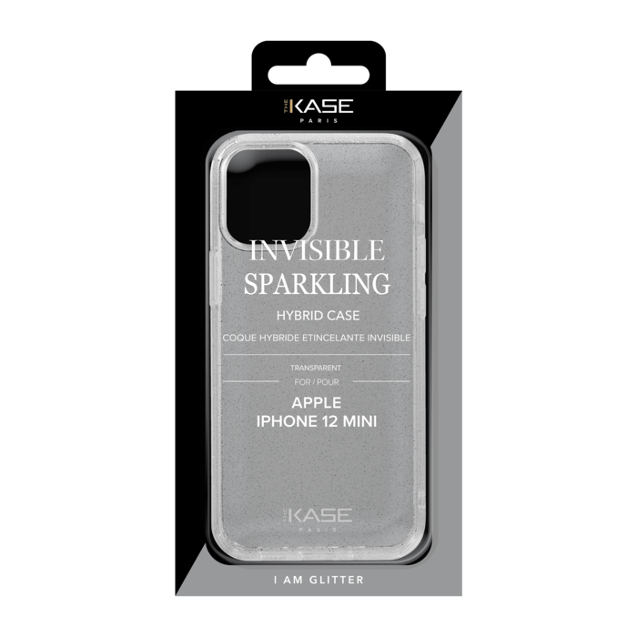 Coque hybride &eacute;tincelante invisible pour iPhone Apple  12 mini, Transparente