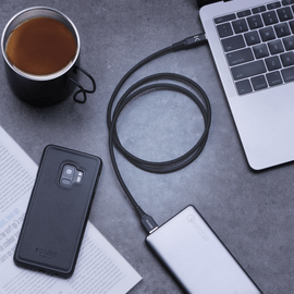 C&acirc;ble USB 3.1 Gen 2 charge rapide USB-C vers USB-A m&eacute;tallis&eacute; tress&eacute; Charge/sync (1M), Noir