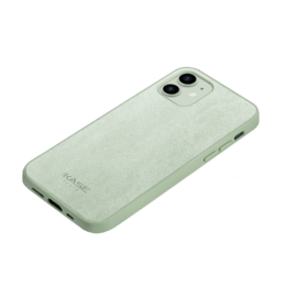 Coque en Su&egrave;de Alcantara pour Apple iPhone 12/12 Pro, Vert Avocat