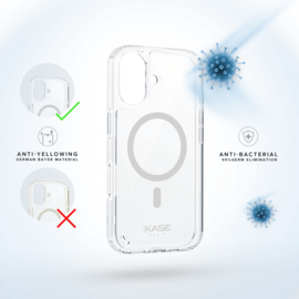 Coque antibact&eacute;rienne antichoc magn&eacute;tique invisible Fabriqu&eacute; Avec du 75% Plastique Recycl&eacute; pour Apple iPhone 16 Plus, Transparente