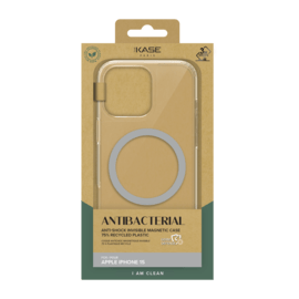 Coque antibact&eacute;rienne antichoc magn&eacute;tique invisible Fabriqu&eacute; Avec du 75% Plastique Recycl&eacute; pour Apple iPhone 15, Transparente