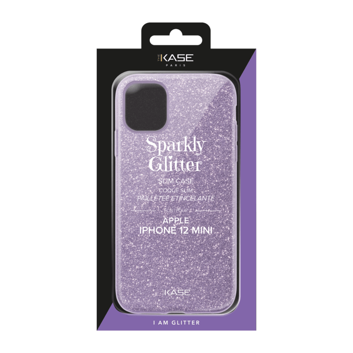 Coque slim&nbsp;paillet&eacute;e &eacute;tincelante pour Apple iPhone 12 mini, Violet