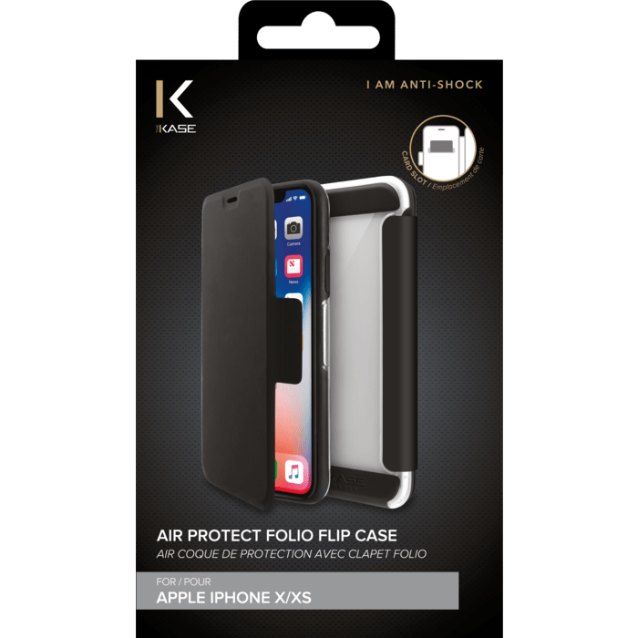 Air Coque de protection avec clapet folio pour Apple iPhone X/XS, Noir