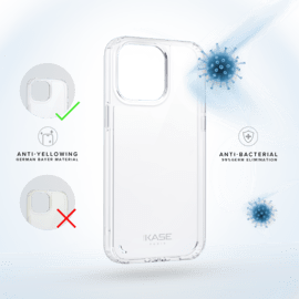 Coque antibactérienne antichoc hybride invisible pour Apple iPhone 15 Pro, Transparente