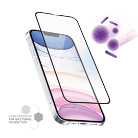 Protection d&rsquo;&eacute;cran antibact&eacute;rienne en verre tremp&eacute; ultra-r&eacute;sistant (100% de surface couverte) pour Apple iPhone 13/13 Pro, Noir