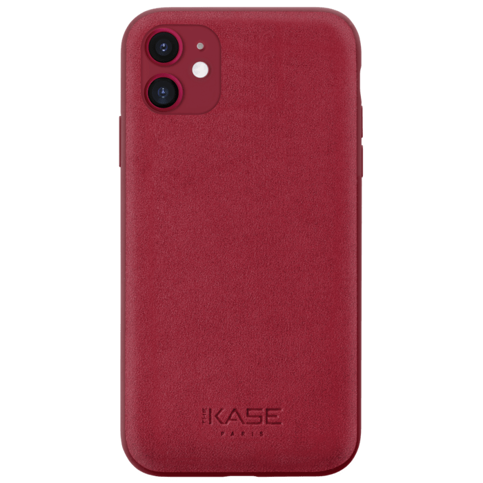 Coque en Su&egrave;de Alcantara pour Apple iPhone 11, Rouge rubis