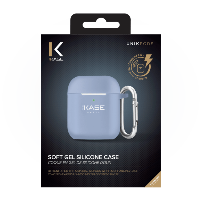 Coque chargement sans fil pour Apple AirPods en gel de silicone doux, Lilas Bleu