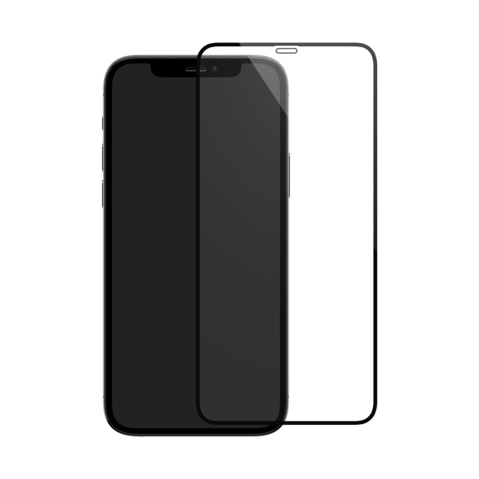 Protection d'&eacute;cran en verre tremp&eacute; (100% de surface couverte) pour Apple iPhone 12/12 Pro, Noir
