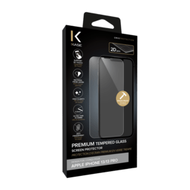 Protection d'écran premium en verre trempé pour Apple iPhone 13/13 Pro, Transparent
