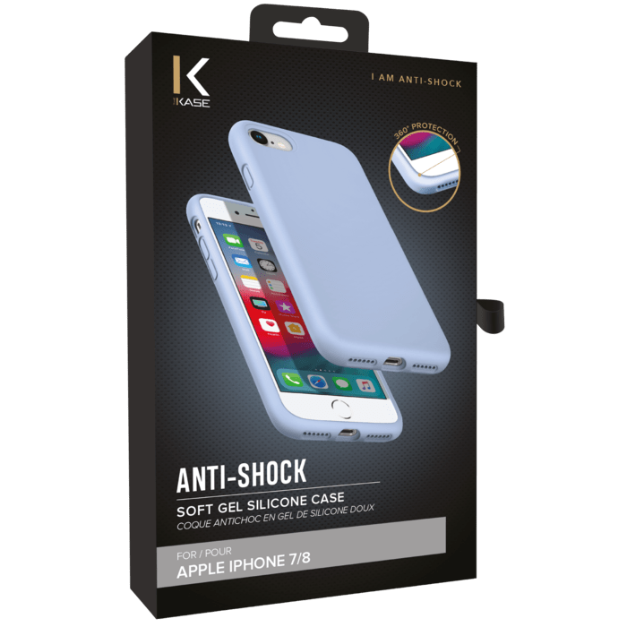Coque antichoc en gel de silicone doux pour Apple iPhone 7/8, Bleu Lilas