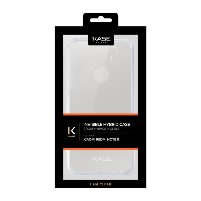 Coque hybride invisible pour Xiaomi Redmi Note 9, Transparente
