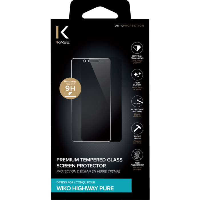 Protection d'&eacute;cran premium en verre tremp&eacute; pour Wiko Highway Pure, Transparent
