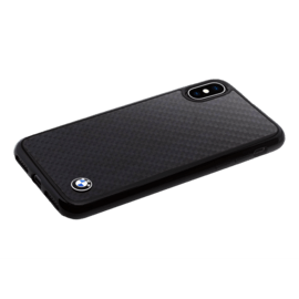Coque Signature BMW en fibre de carbone v&eacute;ritable pour Apple iPhone X/XS, Noir
