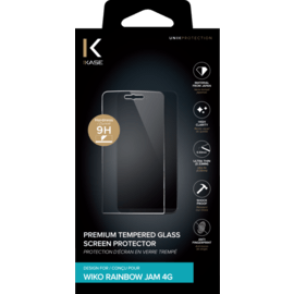 Protection d'&eacute;cran premium en verre tremp&eacute; pour Wiko Rainbow Jam 4G, Transparent