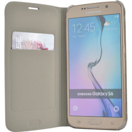 Etui &agrave; clapet pour Samsung Galaxy S6, Or Stellaire