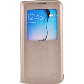 Etui &agrave; clapet avec Window View pour Samsung Galaxy S6, Or