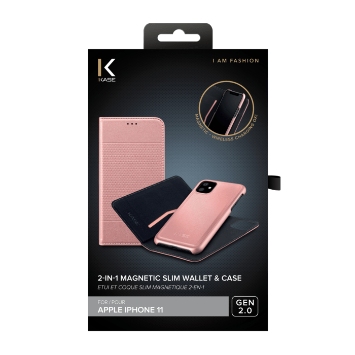 &Eacute;tui et Coque slim magn&eacute;tique 2-en-1 GEN 2.0 pour Apple iPhone 11, Or gold