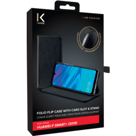 Folio flip case with card slot & stand for Huawei P Smart 2019/ P Smart+ 2019, Black