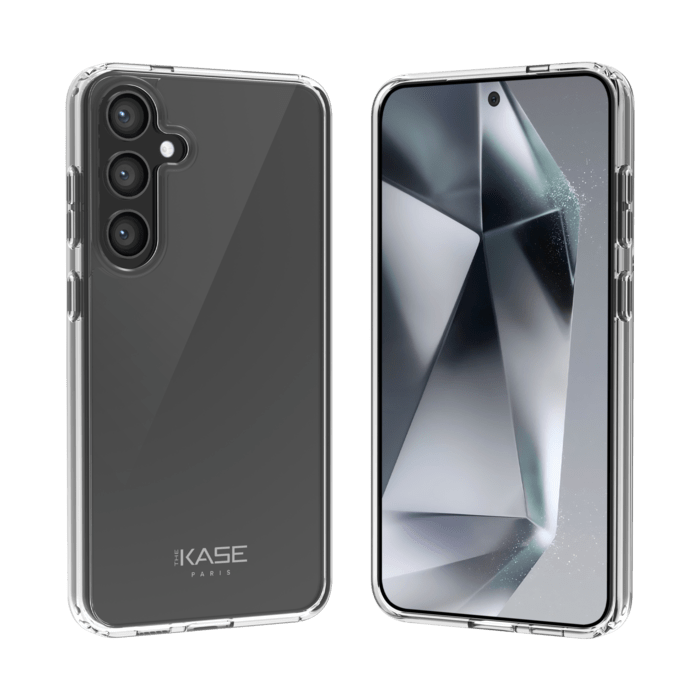 Coque hybride invisible fabriqu&eacute; avec 83% de plastique recycl&eacute; pour Samsung Galaxy S24 5G, Transparente