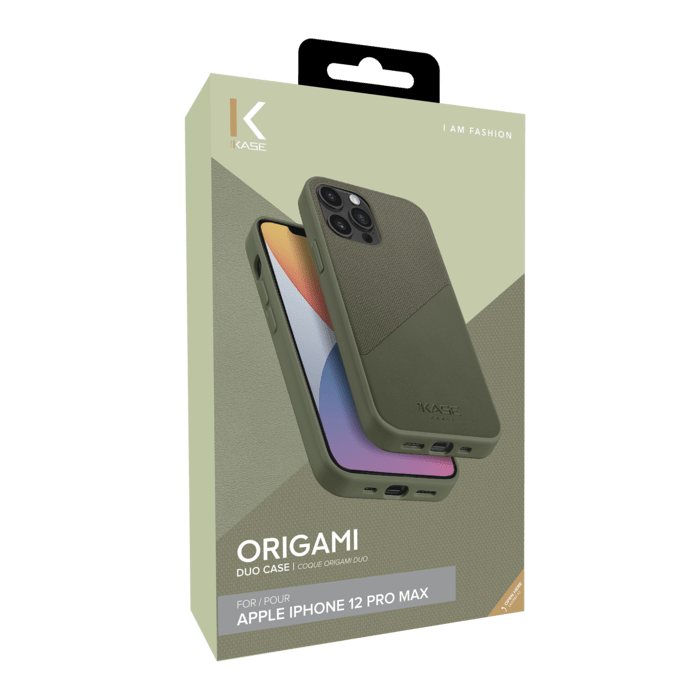 Coque Origami duo pour Apple iPhone 12 Pro Max, Vert camouflage