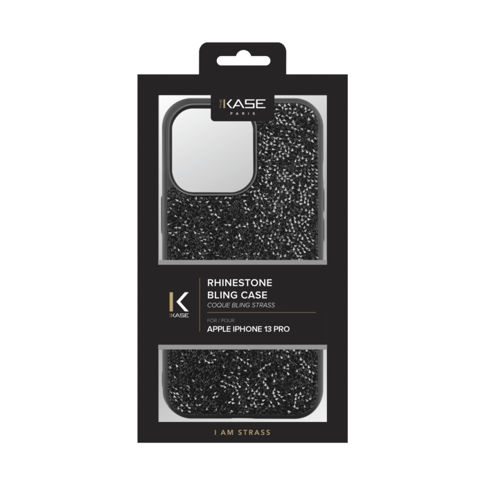 Coque Bling Strass pour Apple iPhone 13 Pro, Minuit Noir