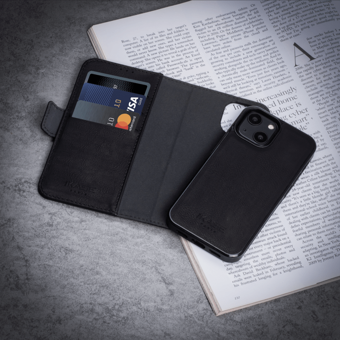 Robust 2-in-1 Magnetic Wallet & Case for Apple iPhone 13 mini, Onyx Black