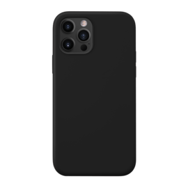 (O) Coque antichoc en gel de silicone doux pour Apple iPhone 12 Pro Max, Noir Satin