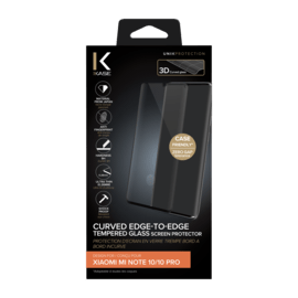 Protection d'écran en verre trempé Bord à Bord Incurvé pour Xiaomi Mi Note 10/10 Pro, Noir
