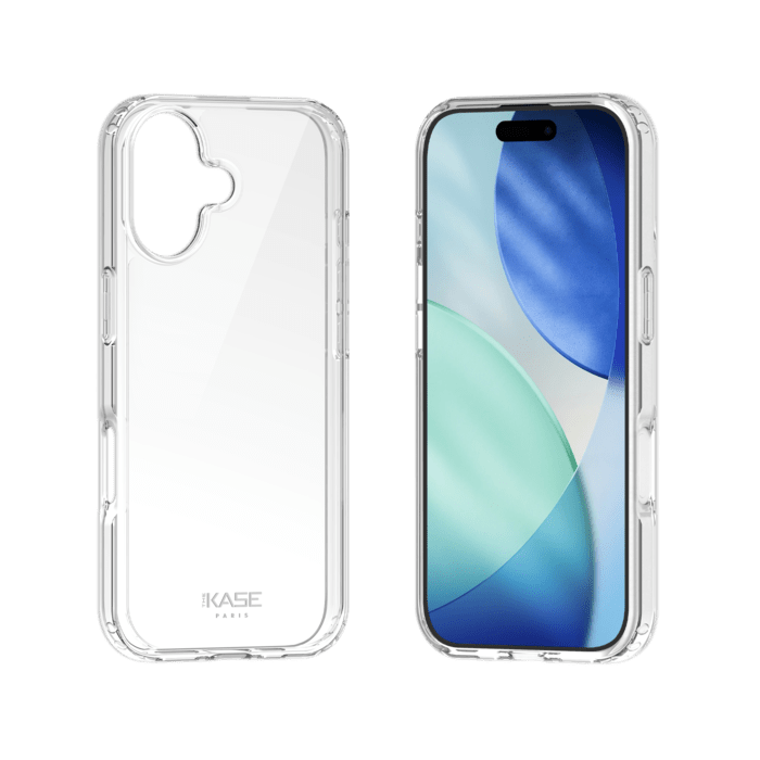 Coque hybride invisible fabriqu&eacute;e &agrave; 83 % de plastique recycl&eacute; pour Apple iPhone 17, transparente