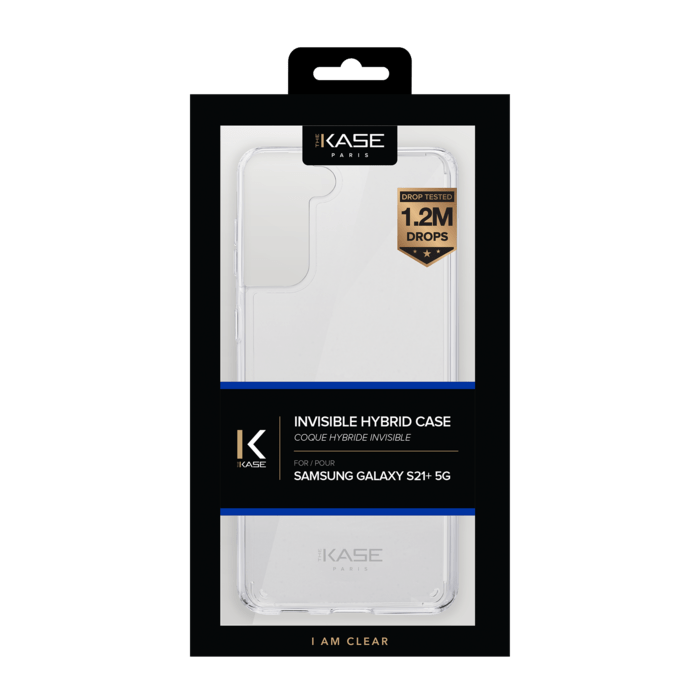 Coque hybride invisible pour Samsung Galaxy S21+ 5G, Transparent