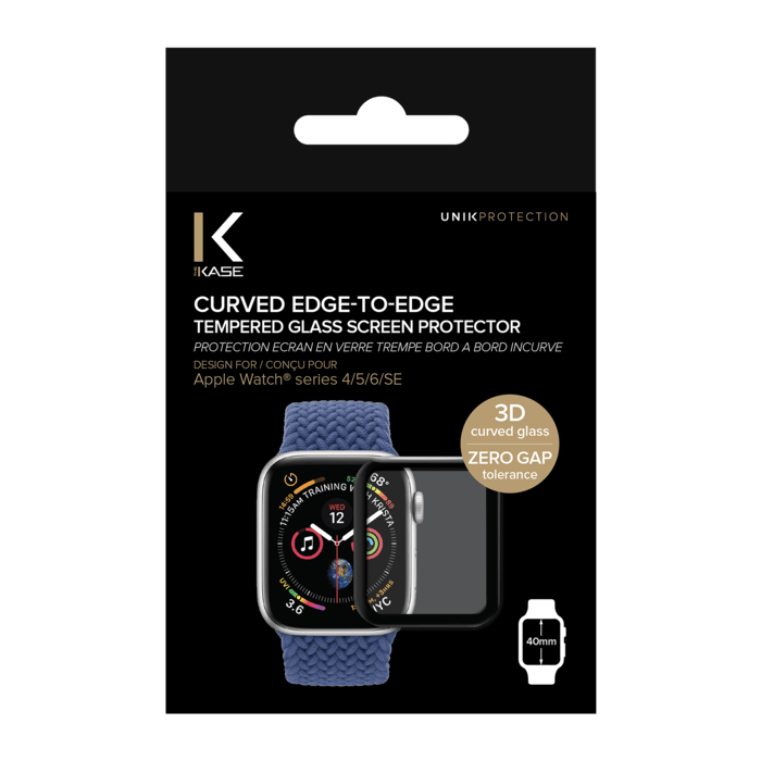 Protection d'écran en verre trempé Bord à Bord Incurvé pour Apple Watch® Series 4/5/6/SE 40mm