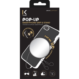 POP-UP poign&eacute;e & support smartphone, Argent Chrom&eacute;