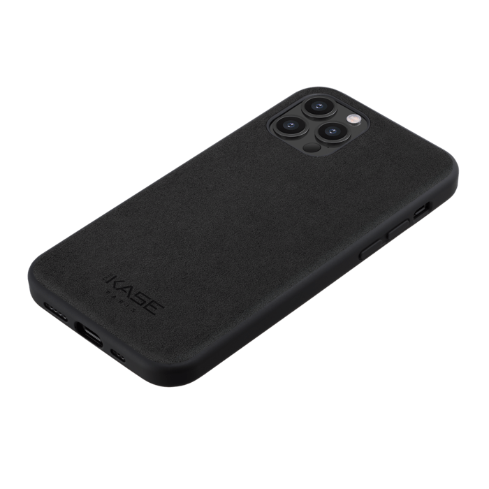 Coque en Su&egrave;de Alcantara pour Apple iPhone 12 Pro Max, Noir Minuit