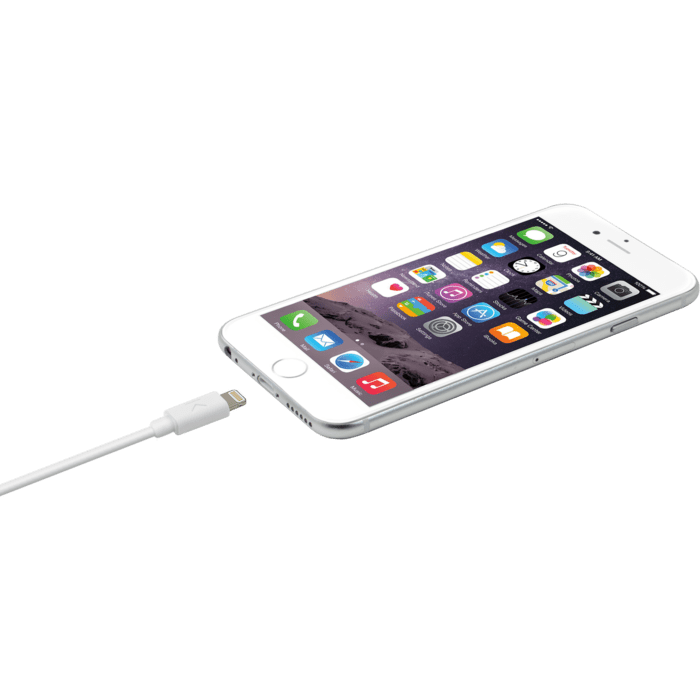 Câble Lightning certifié MFi Apple Charge Speed 2.4A charge/ sync (2M), Blanc Lumineux