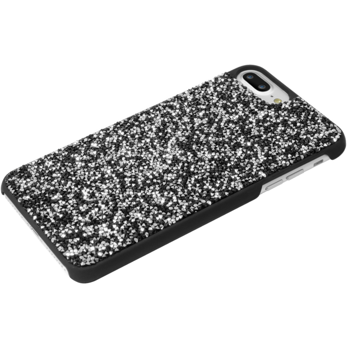 &Eacute;tui en strass Bling pour Apple iPhone 6 Plus / 6s Plus / 7 Plus / 8 Plus, Midnight Black & Silver