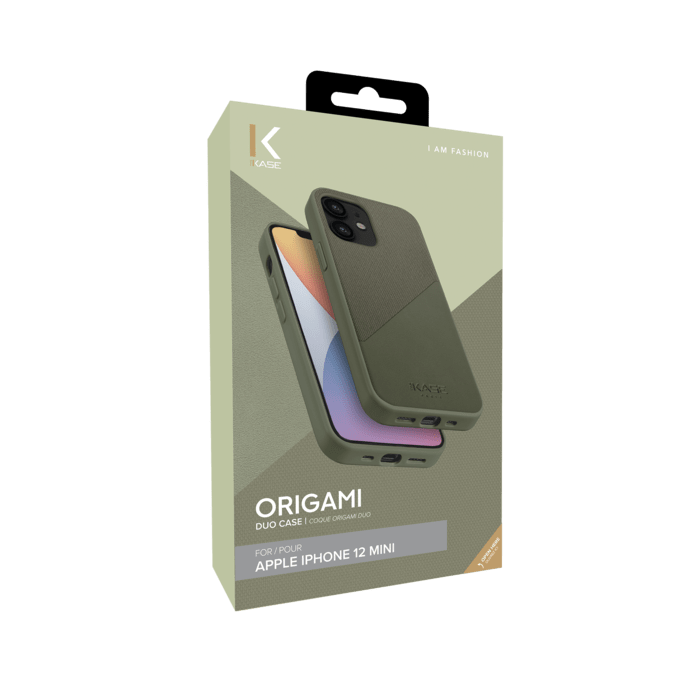 Coque Origami duo pour Apple iPhone 12 mini, Vert camouflage