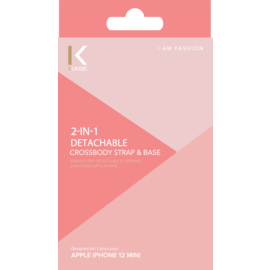 Bandouli&egrave;re d&eacute;tachable et support 2-en-1 pour Apple iPhone12 mini, Rose Sable