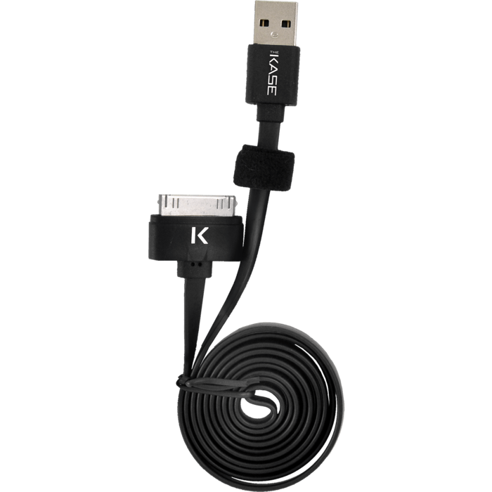 Cable plat 30 broches vers USB (1m) pour Apple, Noir de Jais