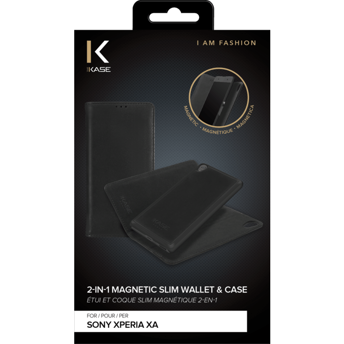 &Eacute;tui et Coque slim magn&eacute;tique 2-en-1 pour Sony Xperia XA, Noir