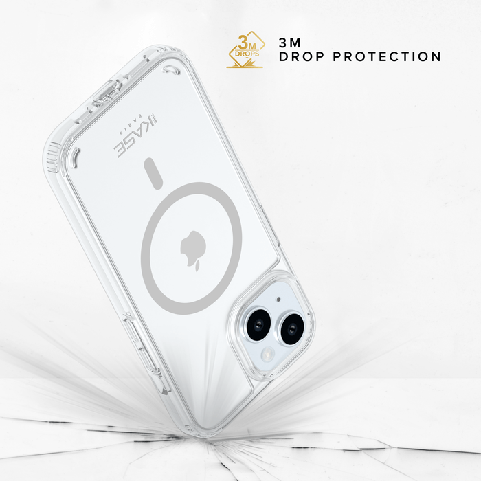 Coque antibact&eacute;rienne antichoc magn&eacute;tique invisible Fabriqu&eacute; Avec du 75% Plastique Recycl&eacute; pour Apple iPhone 15, Transparente