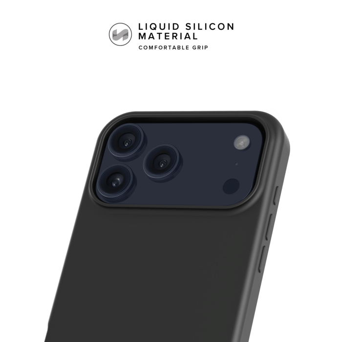 Coque antichoc en gel de silicone doux pour 55% de plastique recycl&eacute; Apple iPhone 17 Pro, Noir satin