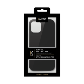 Coque en Gel de Silicone Doux pour iPhone 12/12 Pro, Noir satin