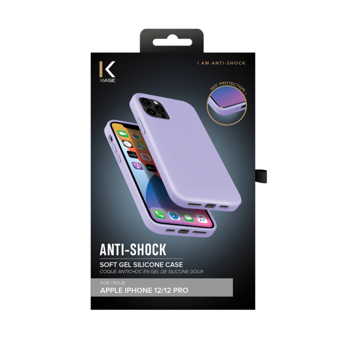 (O) Coque antichoc en gel de silicone doux pour Apple iPhone 12/12 Pro, Violet Lilas