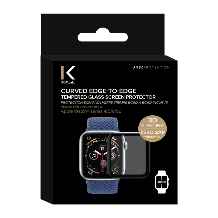 Protection d'écran en verre trempé Bord à Bord Incurvé pour Apple Watch® Series 4/5/6/SE 40mm