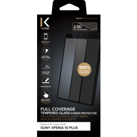 Full Coverage Tempered Glass Screen Protector for Sony Xperia 10 Plus, Black