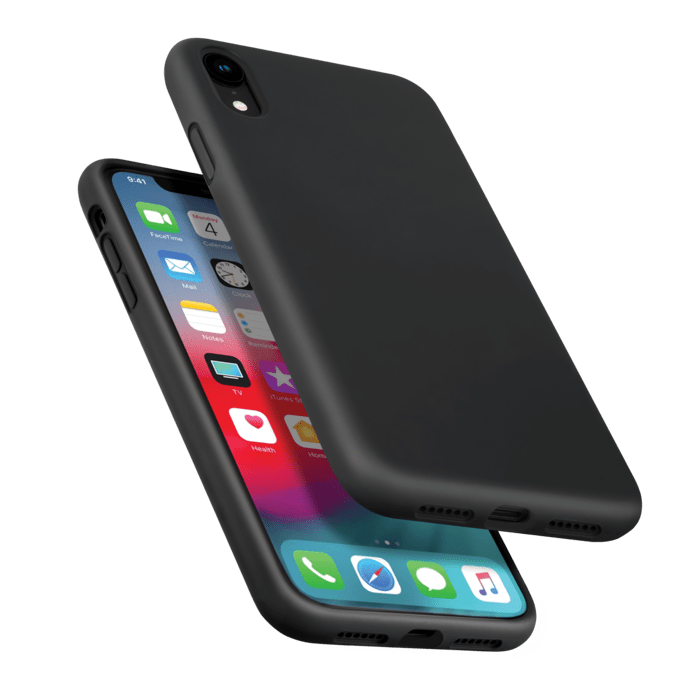 Coque antichoc en gel de silicone doux pour Apple iPhone XR, Noir satin