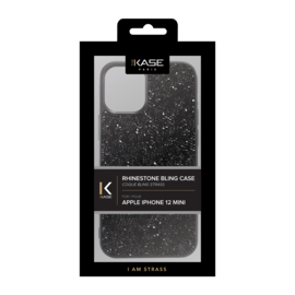 Coque Bling Strass pour Apple iPhone 12 mini, Noir Minuit